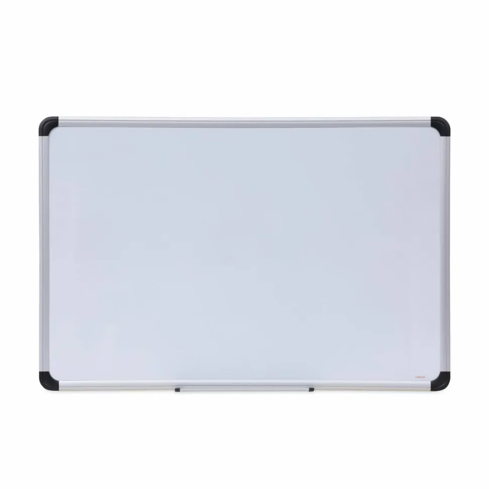 Universal Magnetic Steel Dry Erase Marker Board, 36" x 24", White Surface, Satin Aluminum Frame