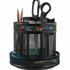 Universal Metal Mesh Rotating Desktop Organizer, 8 Compartments, Metal Mesh, 6.5