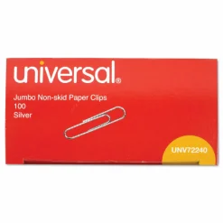 Universal Paper Clips, Jumbo, Nonskid, Silver, 100 Clips/Box, 10 Boxes/Pack