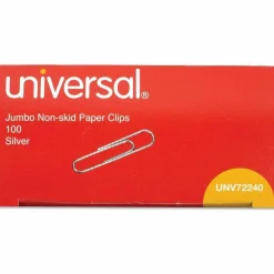 Universal Paper Clips, Jumbo, Nonskid, Silver, 100 Clips/Box, 10 Boxes/Pack