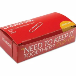 Universal Paper Clips, Jumbo, Nonskid, Silver, 100 Clips/Box, 10 Boxes/Pack