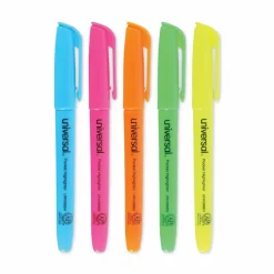 Universal Pocket Highlighters, Assorted Ink Colors, Chisel Tip, Assorted Barrel Colors, Dozen