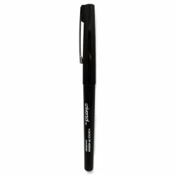 Universal Porous Point Pen, Stick, Medium 0.7 mm, Black Ink, Black Barrel, Dozen