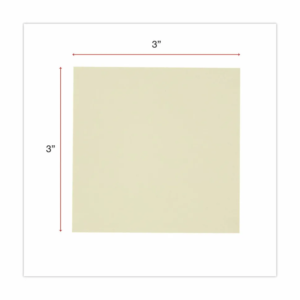 Universal Recycled Self-Stick Note Pads, 3" x 3", Yellow, 100 Sheets/Pad, 18 Pads/Pack