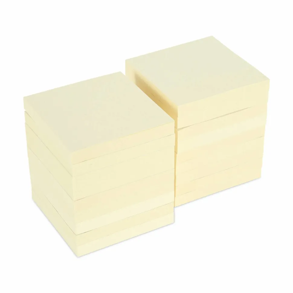 Universal Recycled Self-Stick Note Pads, 3" x 3", Yellow, 100 Sheets/Pad, 18 Pads/Pack