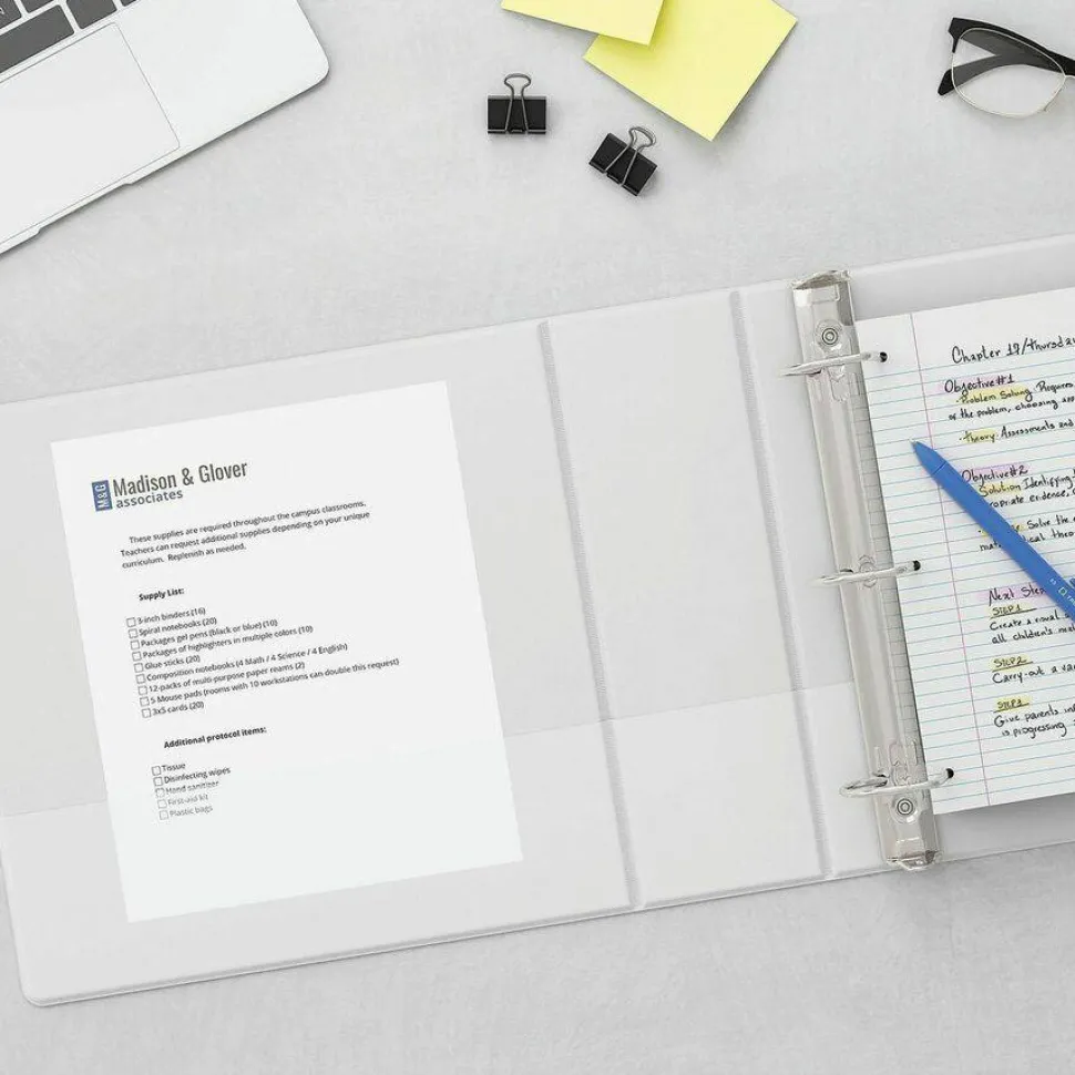 Universal Slant D-Ring View Binder, 3 Rings, 1" Capacity, 11 x 8.5, White, 12/Carton