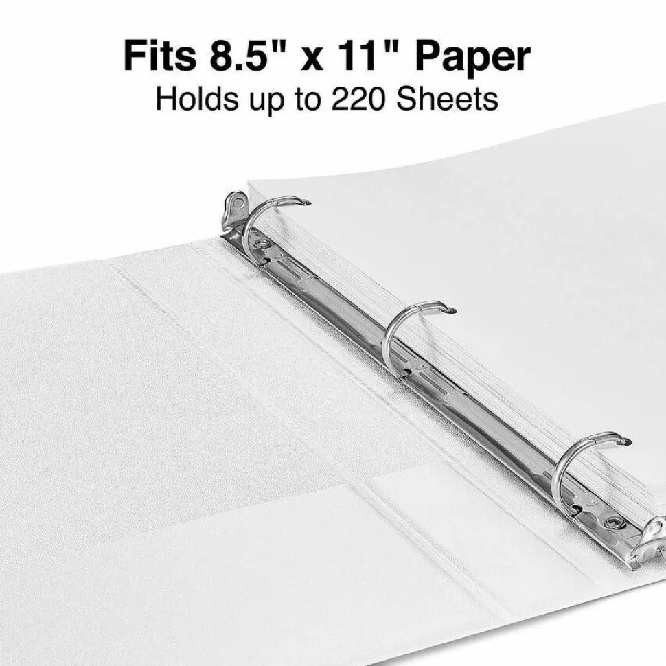 Universal Slant D-Ring View Binder, 3 Rings, 1" Capacity, 11 x 8.5, White, 12/Carton