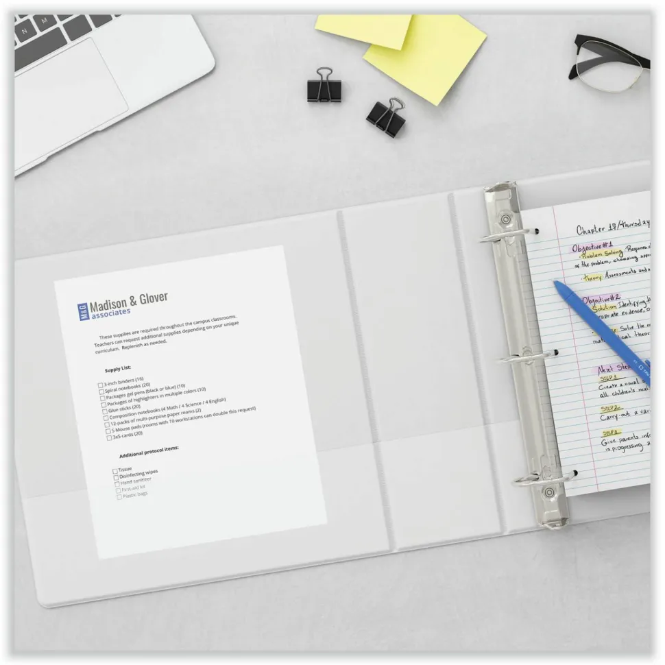 Universal Slant D-Ring View Binder, 3 Rings, 1.5" Capacity, 11 x 8.5, White