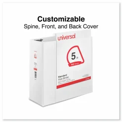 Universal Slant D-Ring View Binder, 3 Rings, 5" Capacity, 11 x 8.5, White
