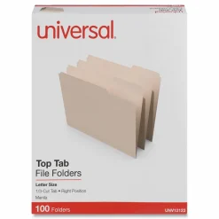 Universal Top Tab File Folders, 1/3-Cut Tabs: Right Position, Letter Size, 0.75