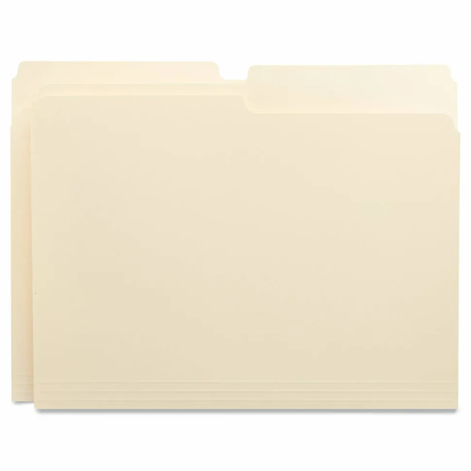 Universal Top Tab File Folders, 1/2-Cut Tabs: Assorted, Letter Size, 0.75" Expansion, Manila, 100/Box