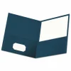 Universal Two-Pocket Portfolios with Textured Covers, Accommodates 11 x 8.5 Sheets, Dark Blue, 25/Box