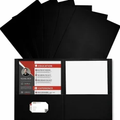 Universal Two-Pocket Portfolios with Textured Covers, Accommodates 11 x 8.5 Sheets, Black, 25/Box