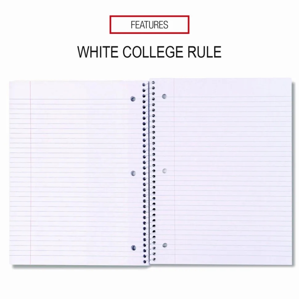 Universal Wirebound Notebook, 1-Subject, Medium/College Rule, Assorted Cover Colors, (70) 10.5 x 8 Sheets, 4/Pack