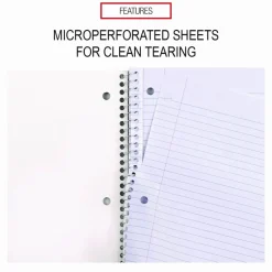 Universal Wirebound Notebook, 1-Subject, Medium/College Rule, Assorted Cover Colors, (70) 10.5 x 8 Sheets, 4/Pack