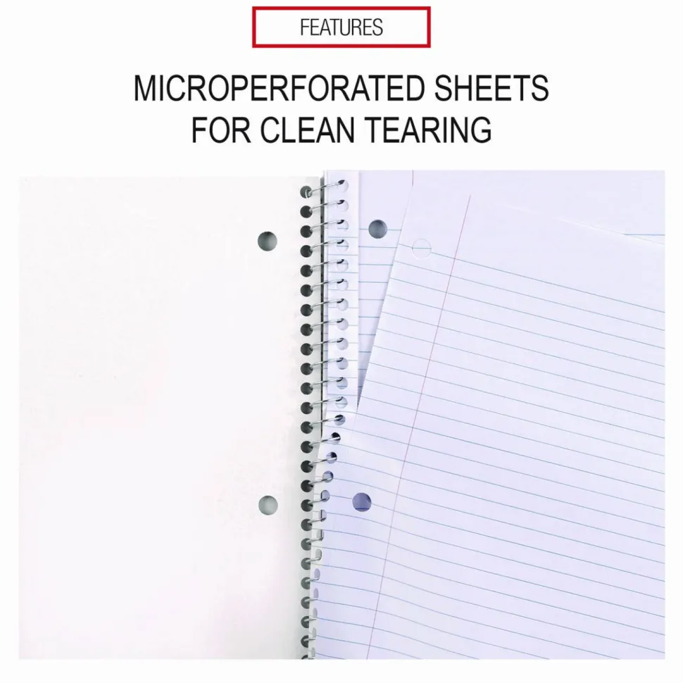 Universal Wirebound Notebook, 1-Subject, Medium/College Rule, Assorted Cover Colors, (70) 10.5 x 8 Sheets, 4/Pack