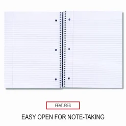 Universal Wirebound Notebook, 3-Subject, Medium/College Rule, Black Cover, (120) 11 x 8.5 Sheets
