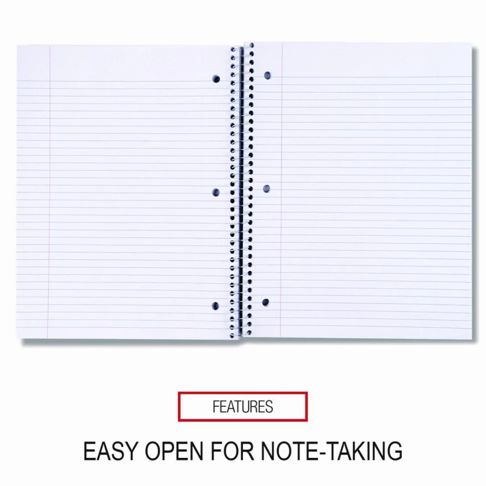 Universal Wirebound Notebook, 3-Subject, Medium/College Rule, Black Cover, (120) 11 x 8.5 Sheets