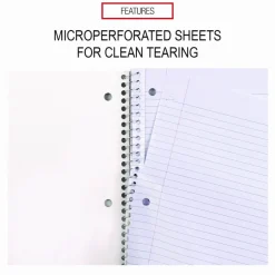 Universal Wirebound Notebook, 3-Subject, Medium/College Rule, Black Cover, (120) 11 x 8.5 Sheets