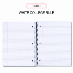 Universal Wirebound Notebook, 3-Subject, Medium/College Rule, Black Cover, (120) 11 x 8.5 Sheets