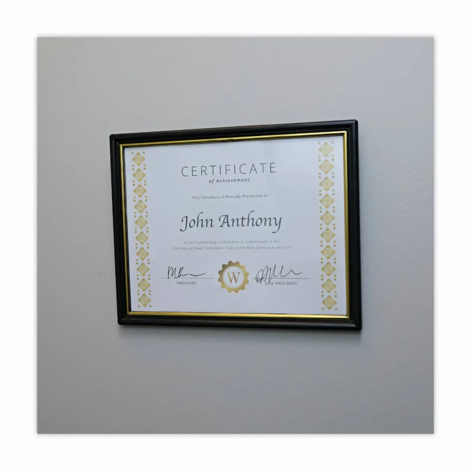 Universal All Purpose Document Frame, 8.5 x 11 Insert, Black/Gold, 3/Pack