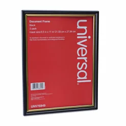 Universal All Purpose Document Frame, 8.5 x 11 Insert, Black/Gold, 3/Pack