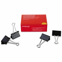 Universal Binder Clips, Large, Black/Silver, 12/Box