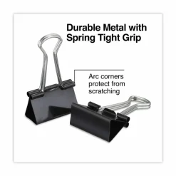 Universal Binder Clips, Medium, Black/Silver, 12/Box
