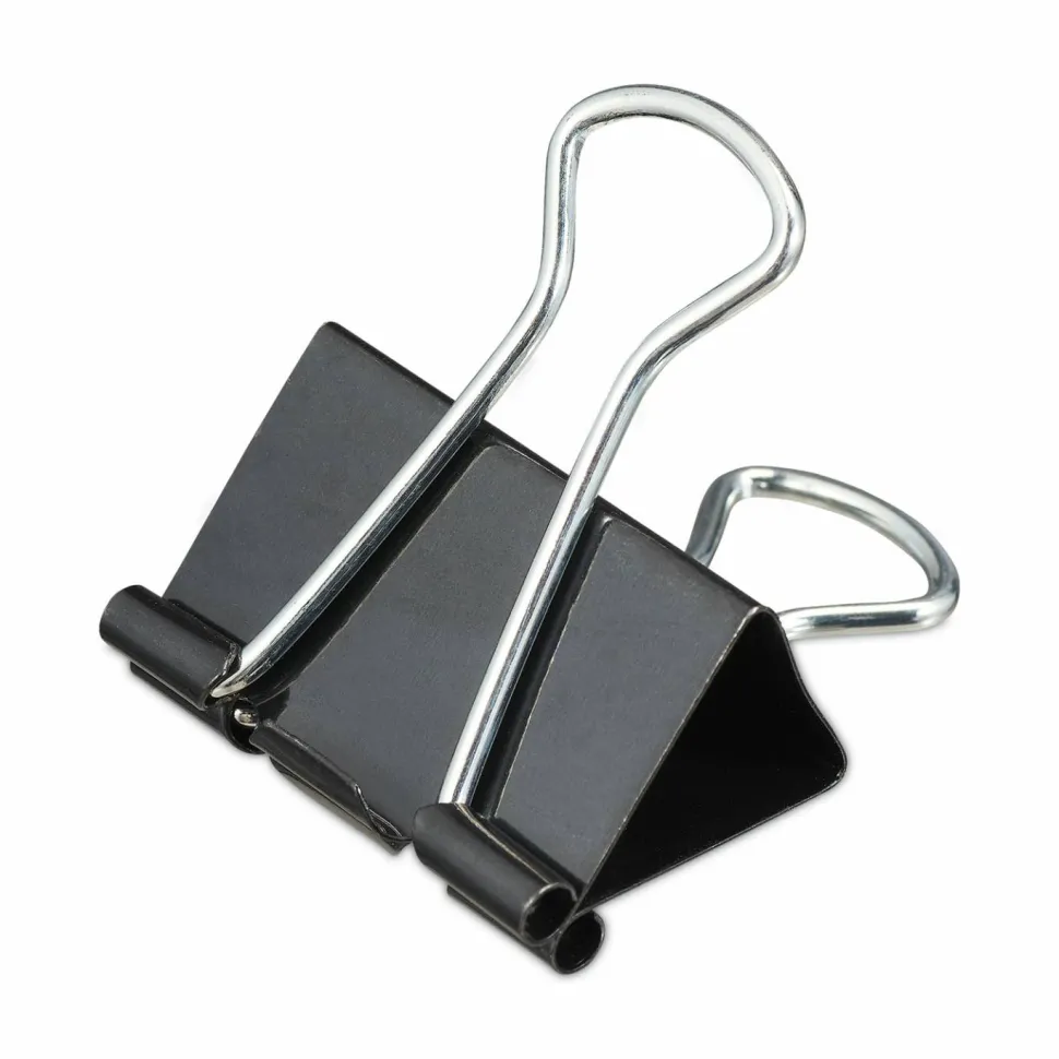 Universal Binder Clips, Medium, Black/Silver, 12/Box