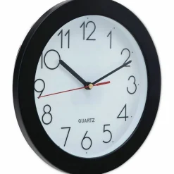 Universal Bold Round Wall Clock, 9.75" Overall Diameter, Black Case, 1 AA (sold separately)