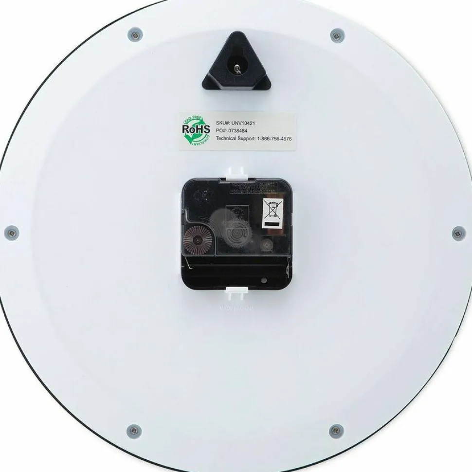 Universal Bold Round Wall Clock, 9.75" Overall Diameter, Black Case, 1 AA (sold separately)