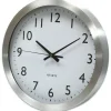 Universal Brushed Aluminum Wall Clock, 12" Overall Diameter, Silver Case, 1 AA (sold separately)