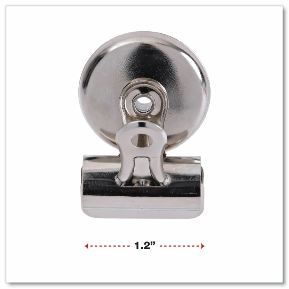 Universal Bulldog Magnetic Clips, Small, Nickel, 18/Pack