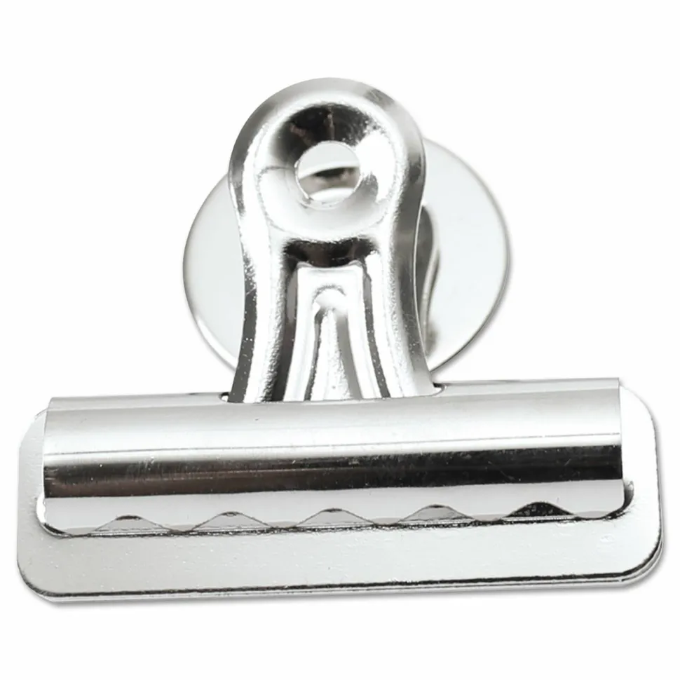 Universal Bulldog Magnetic Clips, Medium, Nickel, 12/Pack