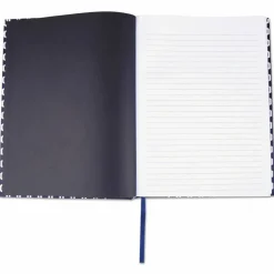 Universal Casebound Hardcover Notebook, 1-Subject, Wide/Legal Rule, Dark Blue/White Cover, (150) 10.25 x 7.63 Sheets