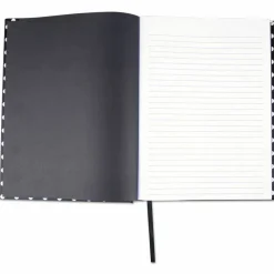 Universal Casebound Hardcover Notebook, 1-Subject, Wide/Legal Rule, Black/White Cover, (150) 10.25 x 7.63 Sheets