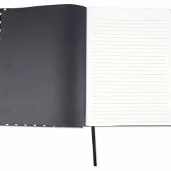Universal Casebound Hardcover Notebook, 1-Subject, Wide/Legal Rule, Black/White Cover, (150) 10.25 x 7.63 Sheets