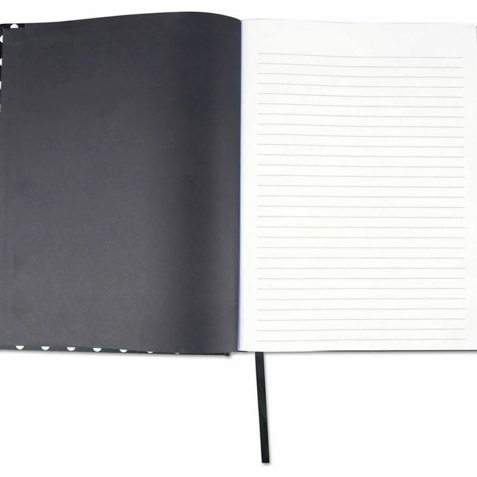 Universal Casebound Hardcover Notebook, 1-Subject, Wide/Legal Rule, Black/White Cover, (150) 10.25 x 7.63 Sheets