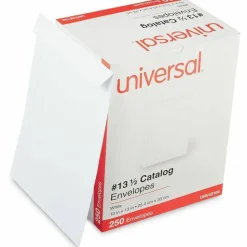 Universal Catalog Envelope, 24 lb Bond Weight Paper, #13 1/2, Square Flap, Gummed Closure, 10 x 13, White, 250/Box