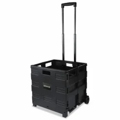 Universal Collapsible Mobile Storage Crate, Plastic, 18.25 x 15 x 18.25 to 39.37, Black