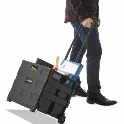 Universal Collapsible Mobile Storage Crate, Plastic, 18.25 x 15 x 18.25 to 39.37, Black