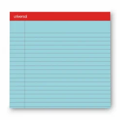 Universal Colored Perforated Ruled Writing Pads, Wide/Legal Rule, (50) Blue 8.5 x 11 Sheets, Dozen