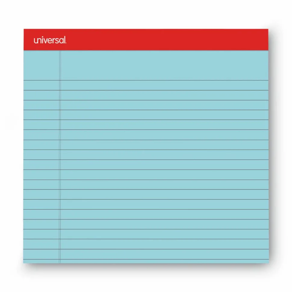 Universal Colored Perforated Ruled Writing Pads, Wide/Legal Rule, (50) Blue 8.5 x 11 Sheets, Dozen