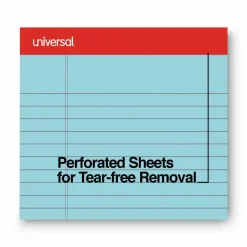Universal Colored Perforated Ruled Writing Pads, Wide/Legal Rule, (50) Blue 8.5 x 11 Sheets, Dozen