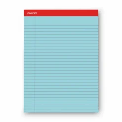 Universal Colored Perforated Ruled Writing Pads, Wide/Legal Rule, (50) Blue 8.5 x 11 Sheets, Dozen