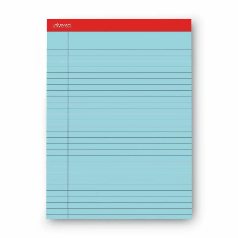 Universal Colored Perforated Ruled Writing Pads, Wide/Legal Rule, (50) Blue 8.5 x 11 Sheets, Dozen
