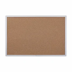 Universal Cork Bulletin Board, 36" x 24", Tan Surface, Satin Aluminum Frame