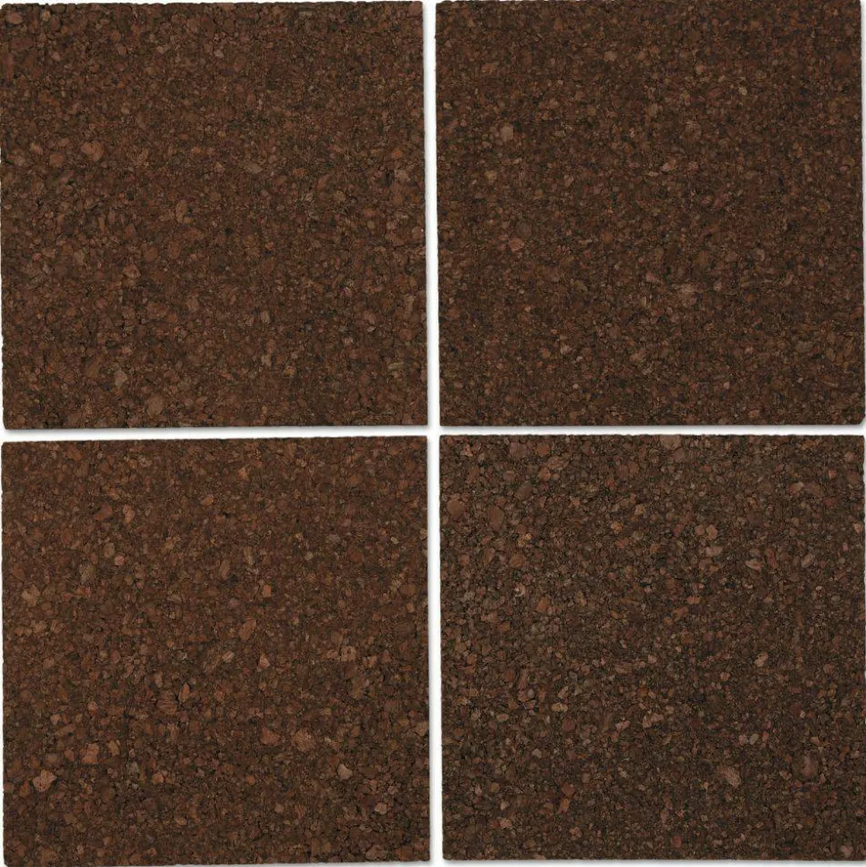 Universal Cork Tile Panels, Authentic Natural Cork Surface, 12" x 0.38" x 12", Dark Brown, 4/Pack