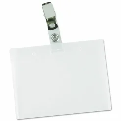 Universal Deluxe Clear Badge Holder w/Garment-Safe Clips, 2.25 x 3.5, White Insert, 50/Box