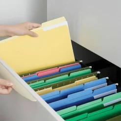 Universal Deluxe Colored Top Tab File Folders, 1/3-Cut Tabs: Assorted, Letter Size, Yellow/Light Yellow, 100/Box